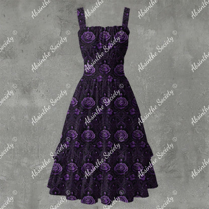 Moonlit Garden Ruffle Hem Dress - Gothic Floral Elegant White