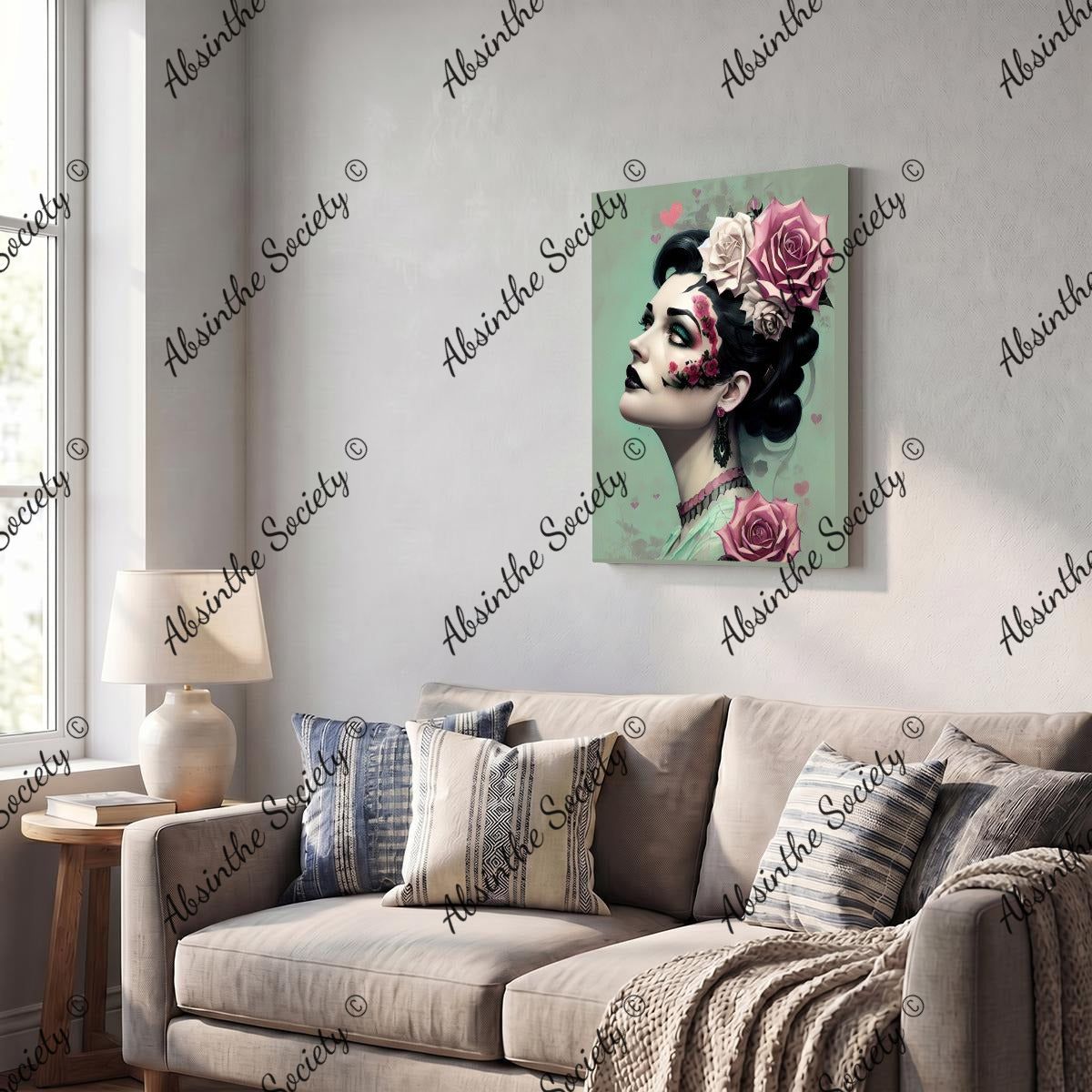 Victorian Catrina | Framed Canvas Wall Art | Dark Chicana Gothic Home Décor