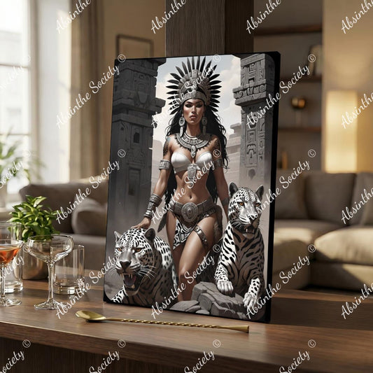 La Reina | Framed Canvas Wall Art | Dark Chicana Gothic Home Décor 30x41cm(12"x16") White