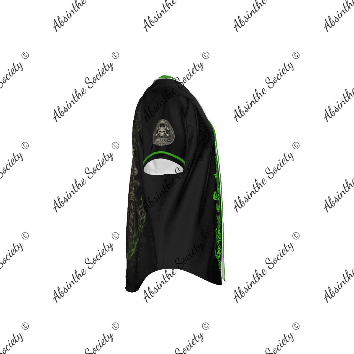 La Reina | Lime Green Baseball Jersey with Pinstripes | Chicana Dark Streetwear