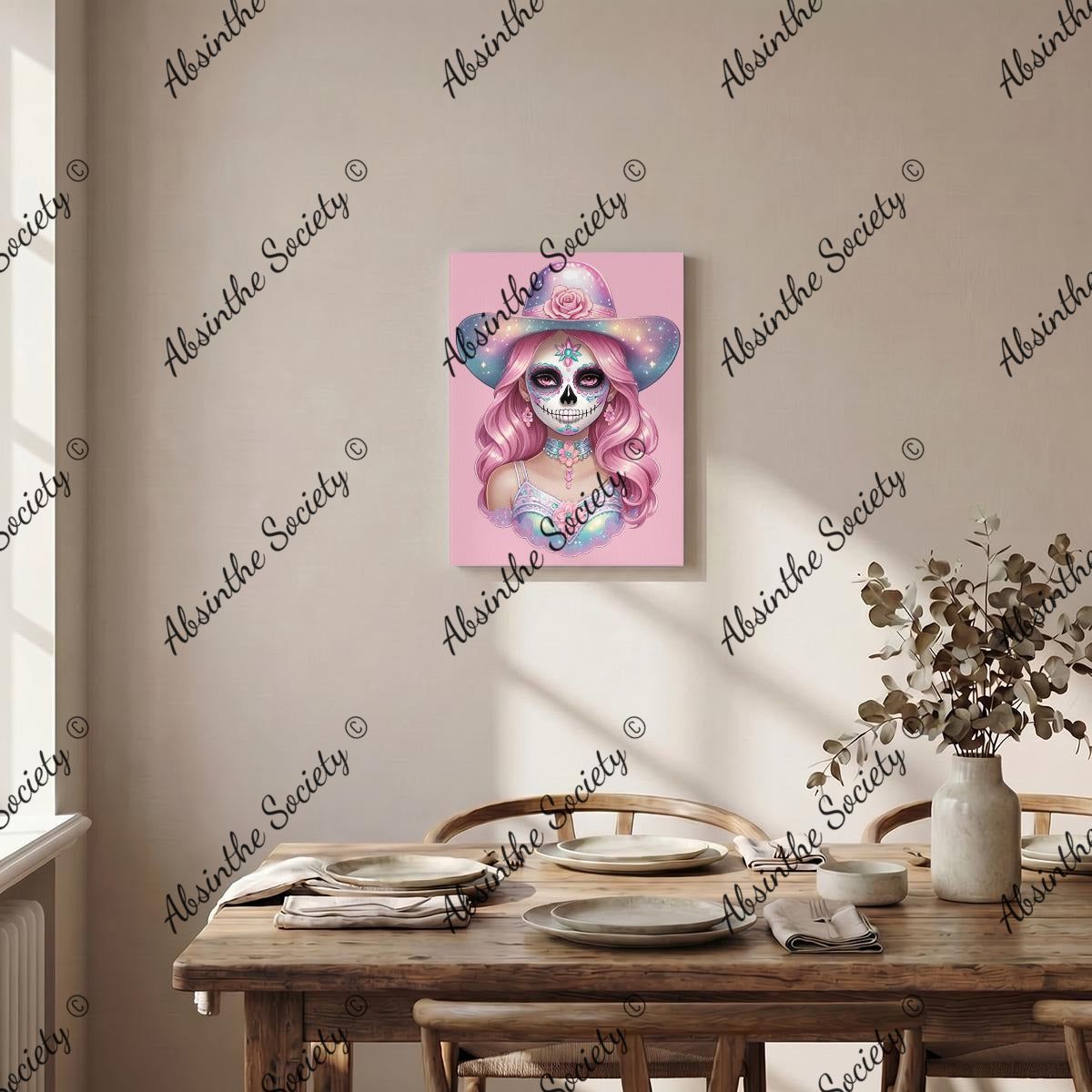 Pastel Catrina | Framed Canvas Wall Art | Dark Chicana Gothic Home Décor