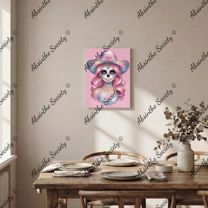 Pastel Catrina | Framed Canvas Wall Art | Dark Chicana Gothic Home Décor