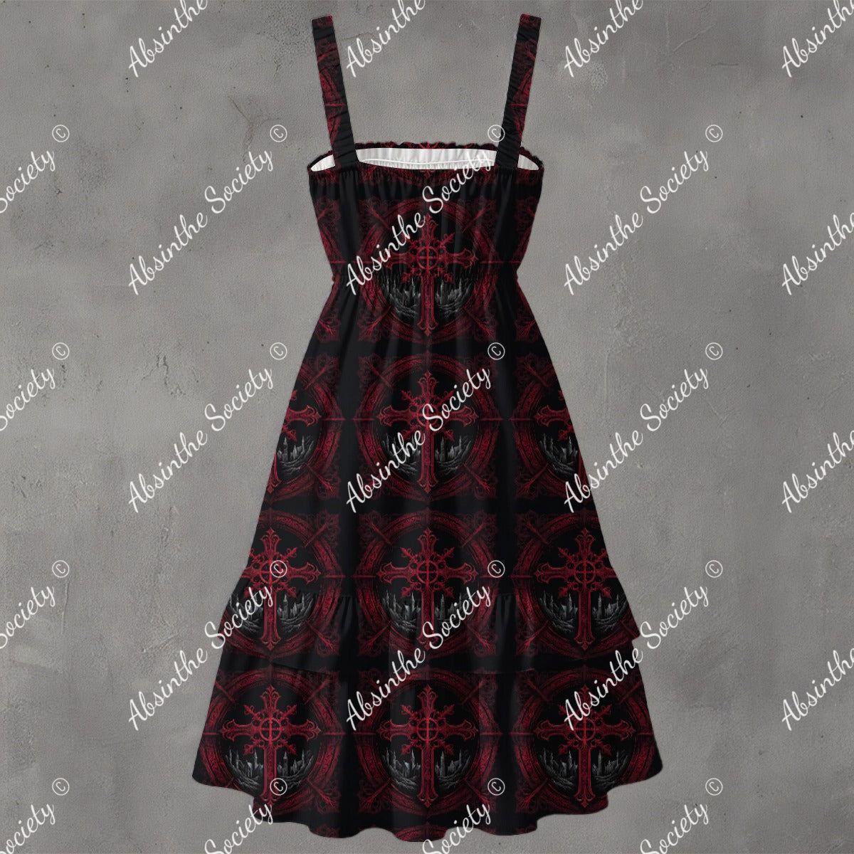 Darkened Veil Ruffle Hem Dress - Gothic Mysterious Elegant