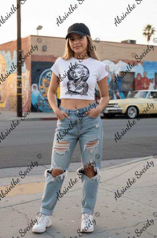 Hollywood Goddess - Cropped T-shirt White