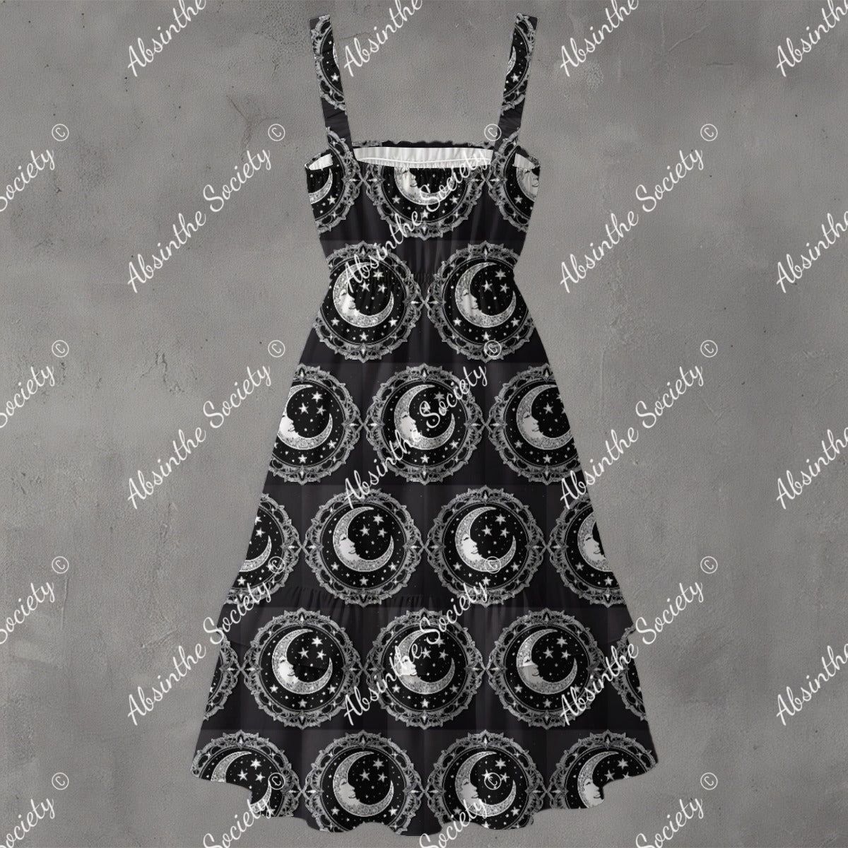 Over the Moon Ruffle Hem Dress - Gothic Celestial Elegant