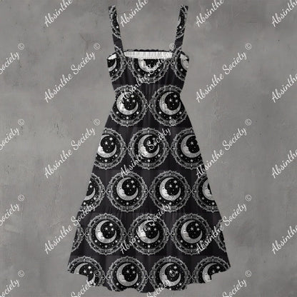 Over the Moon Ruffle Hem Dress - Gothic Celestial Elegant