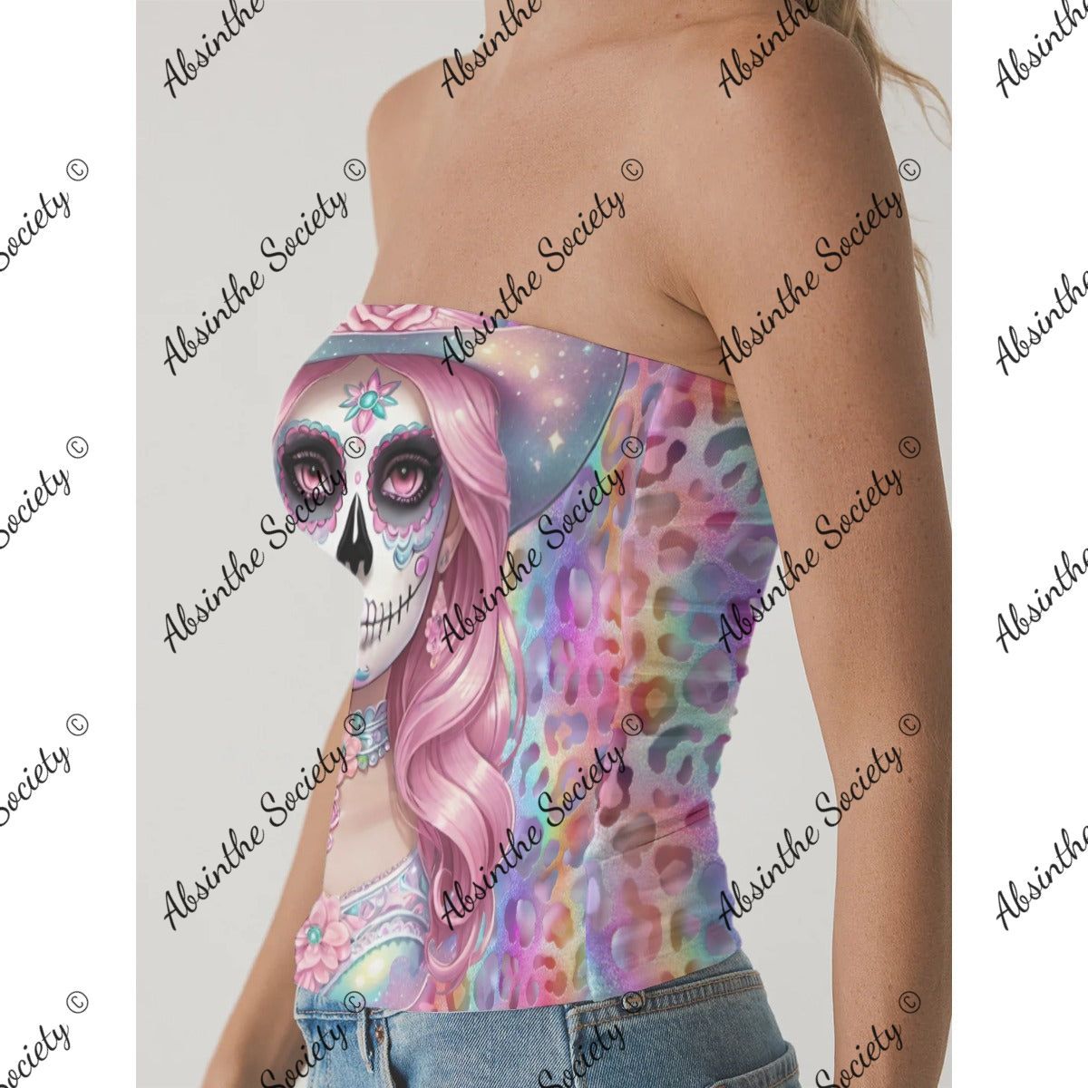 Gothic Sunshine Leopard - Double-Layer Strapless Top | Chicana Festival Rave