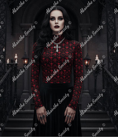 Dark Descent Women's Mesh T-shirt - Gothic Sheer Long Sleeve White
