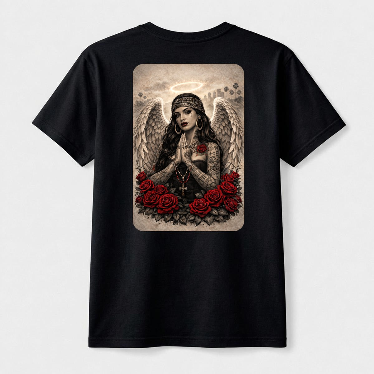 La Angel de Rosas |Premium Cotton | Dark Chicana Gothic Streetwear