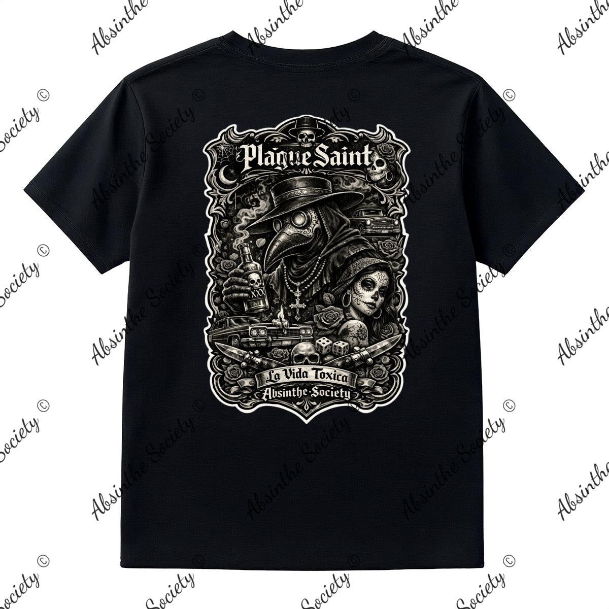 La Vida Toxica- La Pareja Grayscale- Double Side T-Shirt Printed in USA