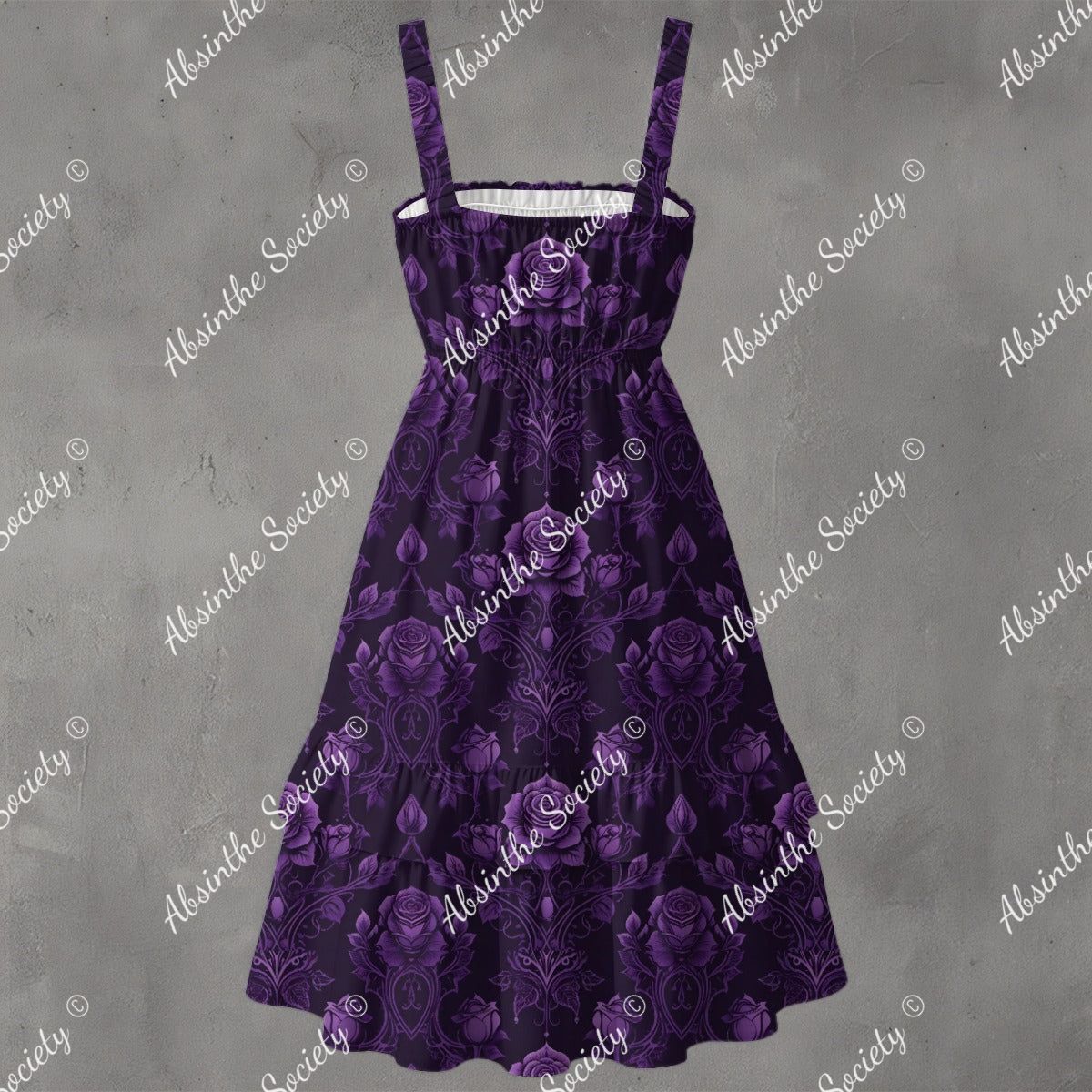 Midnight Rose Ruffle Hem Dress - Gothic Dark Romantic Elegant