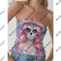 Gothic Sunshine Leopard - Double-Layer Strapless Top | Chicana Festival Rave White