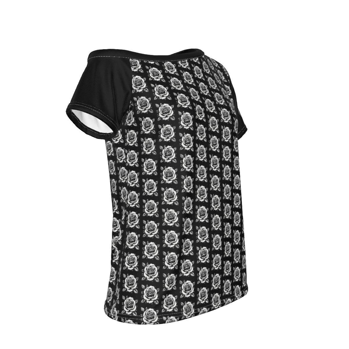 Eternal Angel Roses | Off-Shoulder Tee | Dark Chicana Gothic Streetwear