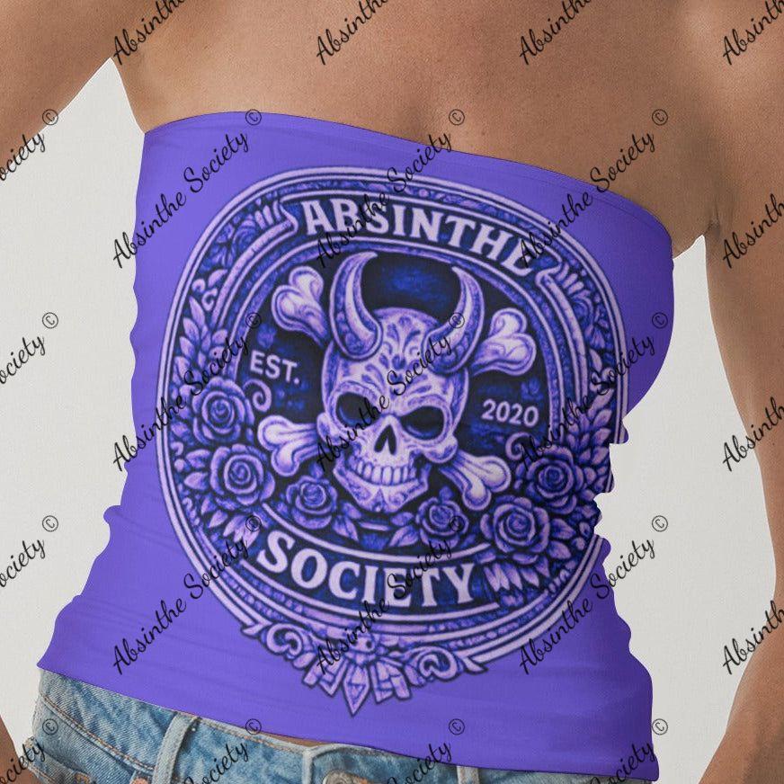 Absinthe Society Logo | Double-Layer Strapless Top | Dark Chicana Streetwear White