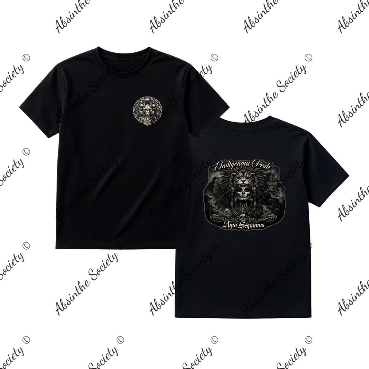 Indigenous Pride — Aquí Seguimos — Jaguar Queen T-Shirt | Printed in USA | Absinthe Society Black