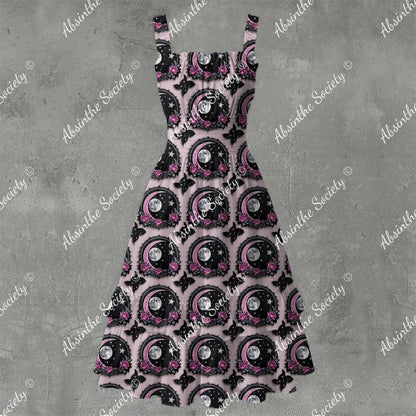 Moonlit Elegance Ruffle Hem Dress - Gothic Celestial White