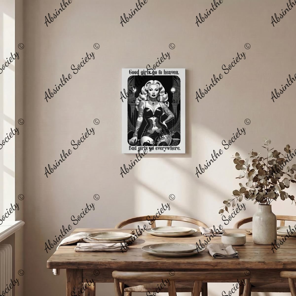 Good Girl Bad Girl | Mae West Framed Canvas Wall Art | Dark Wit Chicana Décor