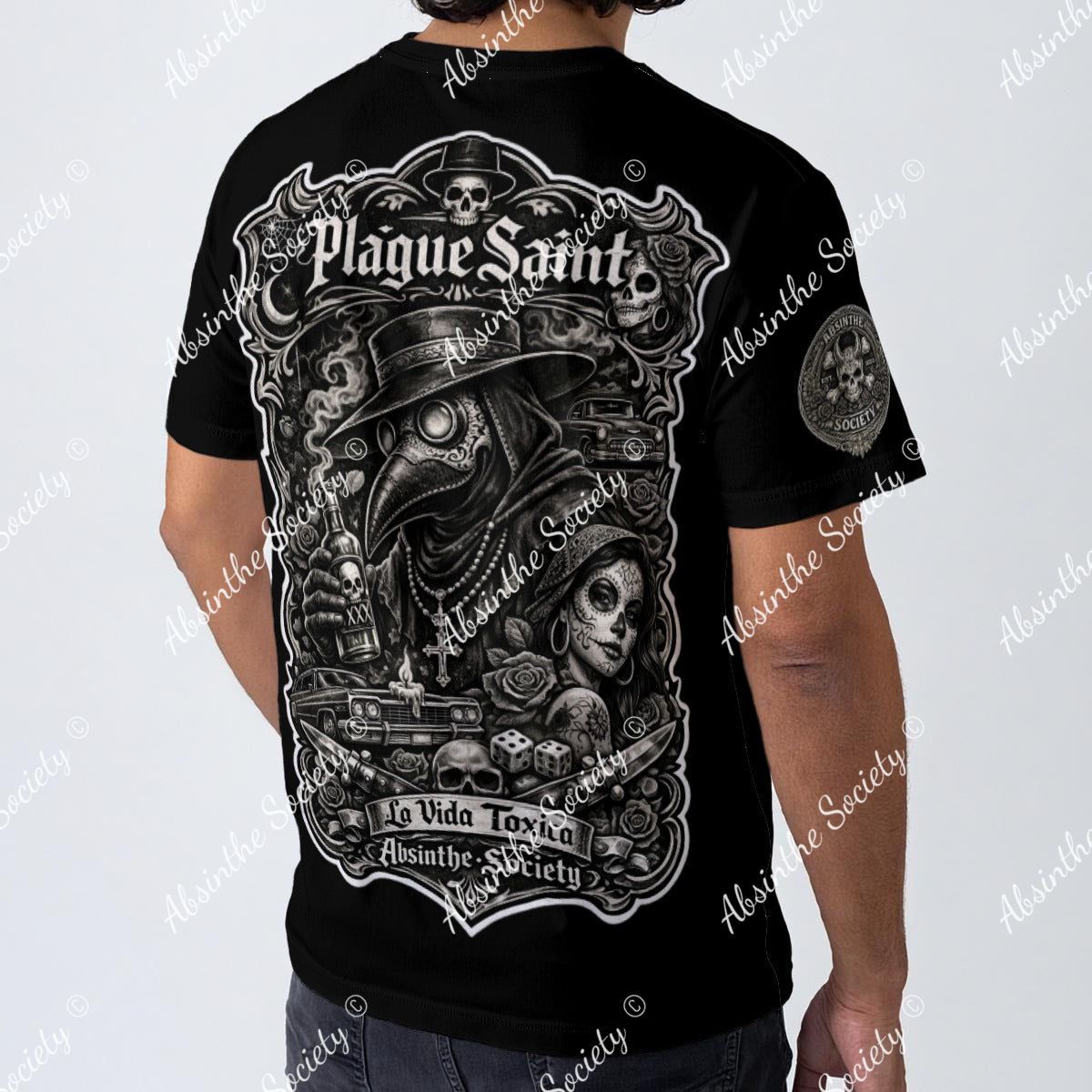 La Vida Toxica - Plague Saint Grayscale Unisex T-Shirt | 190GSM Cotton