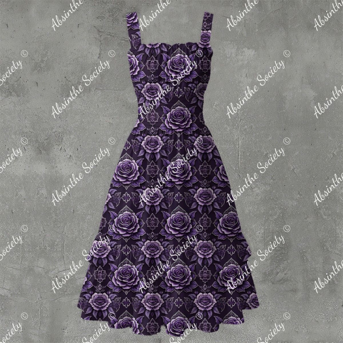 Midnight Garden Ruffle Hem Dress - Gothic Floral Elegant White