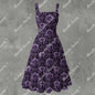 Midnight Garden Ruffle Hem Dress - Gothic Floral Elegant White