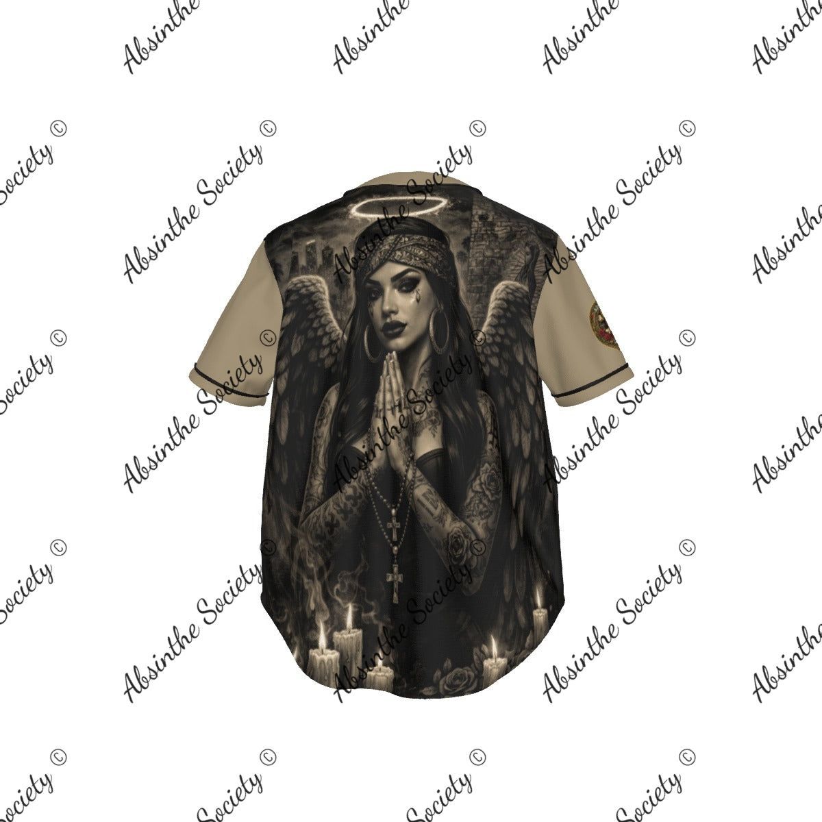 Angel del Barrio Baseball Jersey | Dark Chicano Streetwear | Absinthe Society