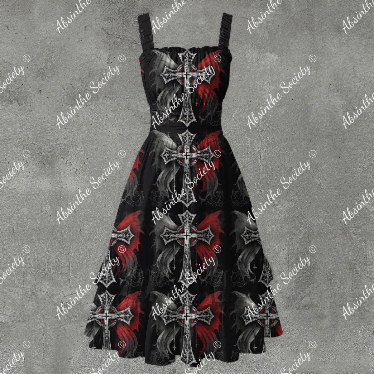 Duo Goth Ruffle Hem Dress - Gothic Duality Elegant White
