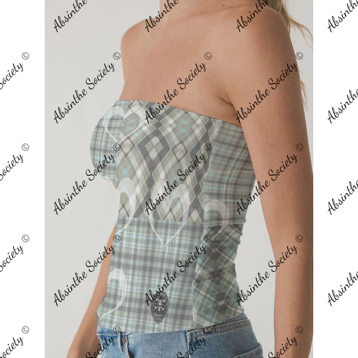 La Obra | All-Over Print Double-Layer Strapless Top | Dark Chicana Wearable Art