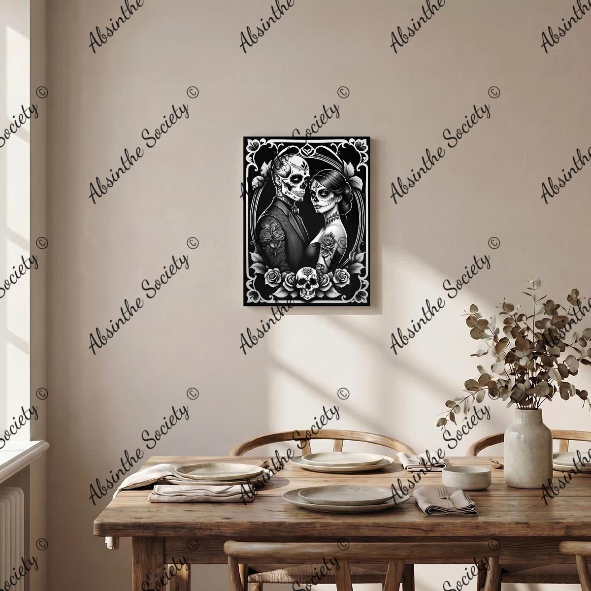 Ghostly Glamour | Framed Canvas Wall Art | Dark Chicana Gothic Décor
