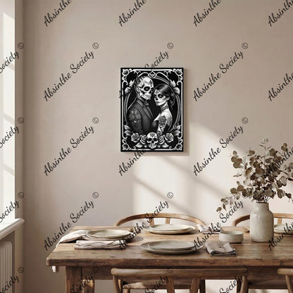 Ghostly Glamour | Framed Canvas Wall Art | Dark Chicana Gothic Décor