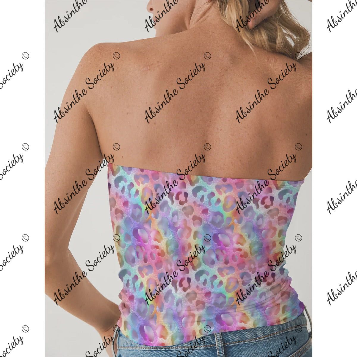 Gothic Sunshine Leopard - Double-Layer Strapless Top | Chicana Festival Rave