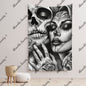 Love N Death | Wall Tapestry | Dark Chicana Gothic Home Décor Black