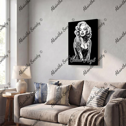 Eternal Angel | Marilyn Monroe Framed Canvas Wall Art | Dark Glamour Chicana Décor