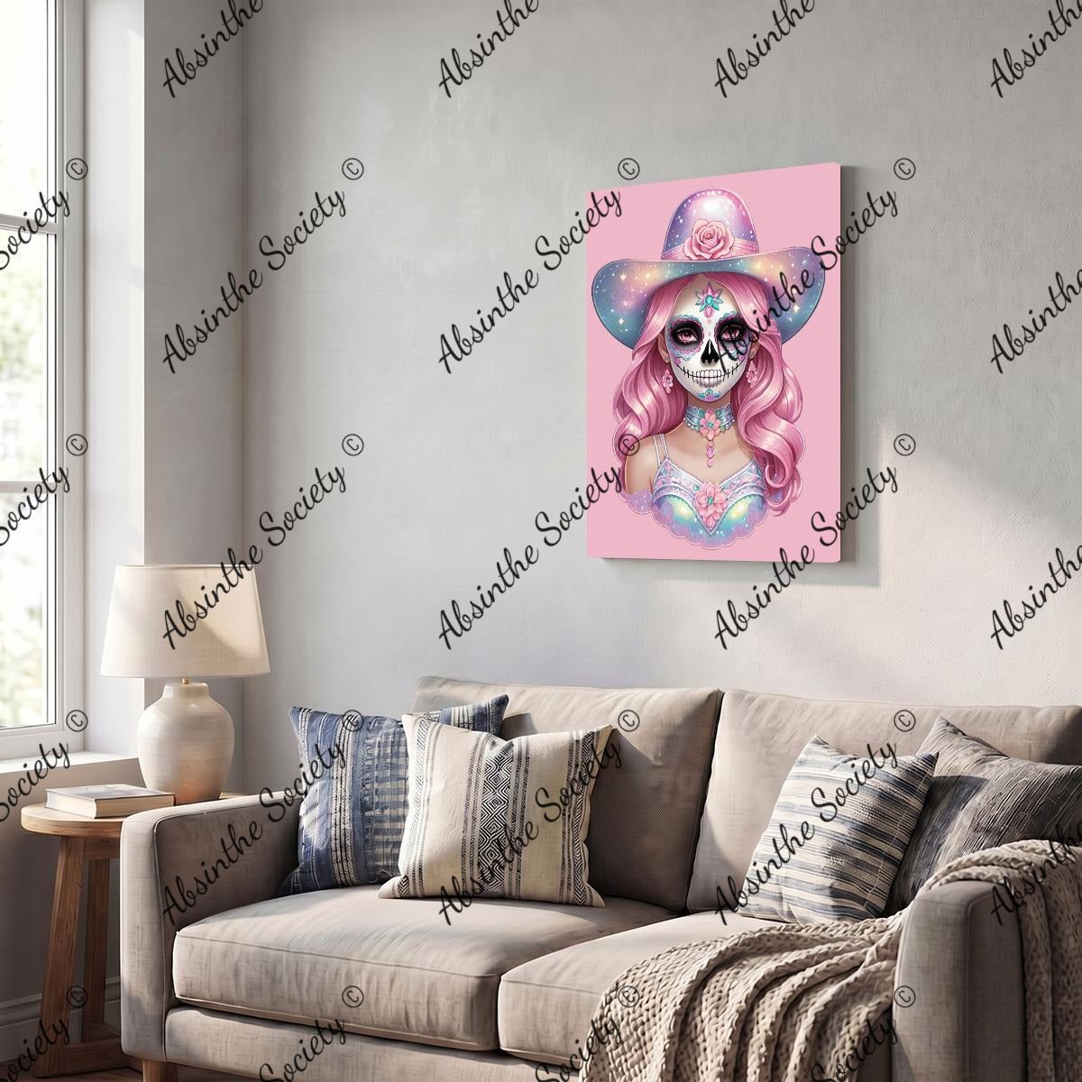 Pastel Catrina | Framed Canvas Wall Art | Dark Chicana Gothic Home Décor
