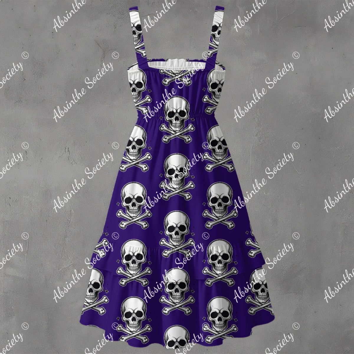 Skull Ritual Deep Purple- Ruffle Hem Dress