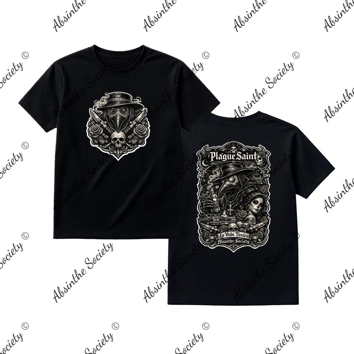 La Vida Toxica- La Pareja Grayscale- Double Side T-Shirt Printed in USA Black