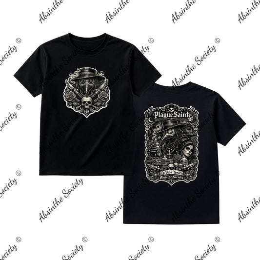 La Vida Toxica- La Pareja Grayscale- Double Side T-Shirt Printed in USA Black