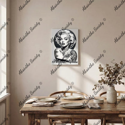 Hollywood Goddess | Marilyn Monroe Framed Canvas Wall Art | Dark Glamour Chicana Décor