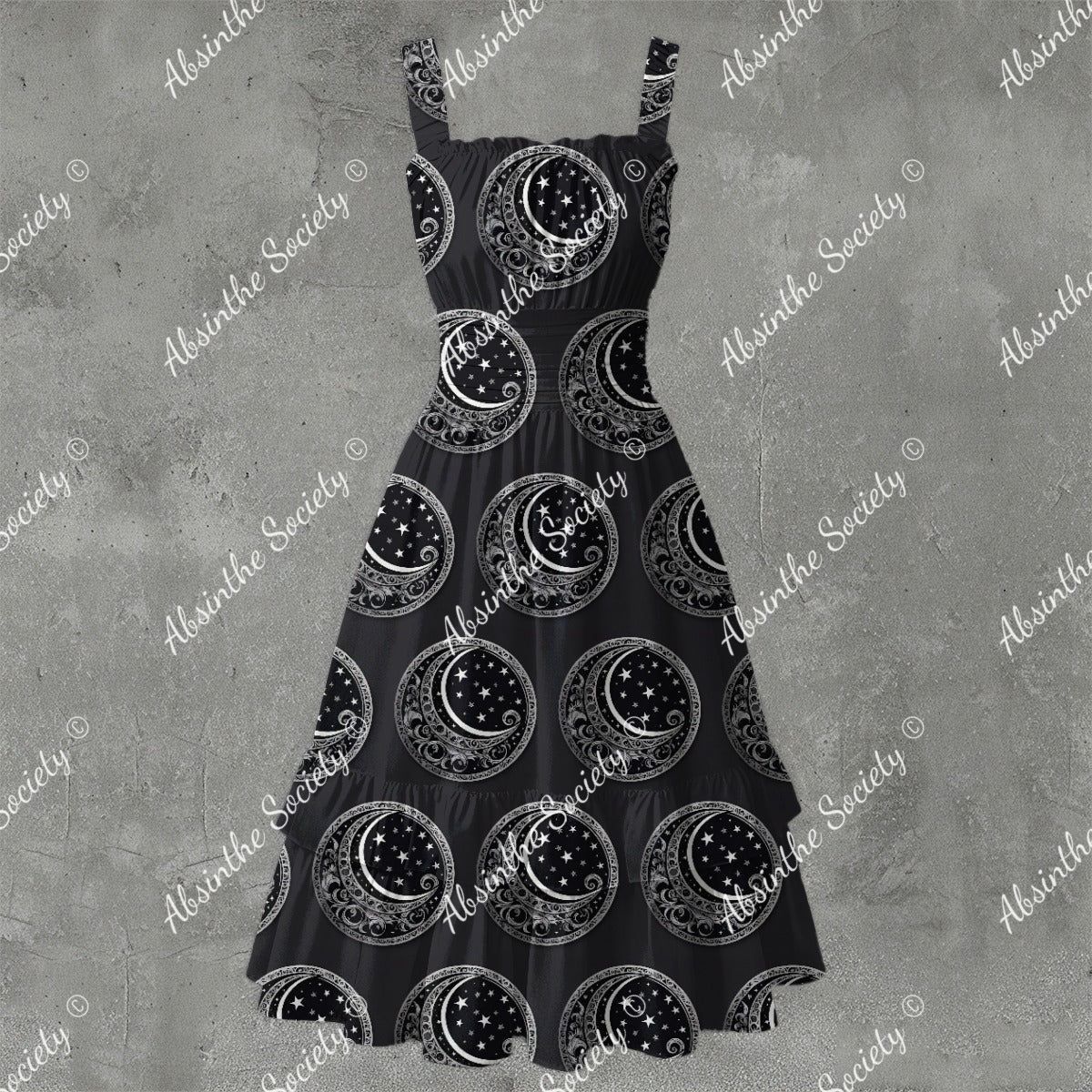 Moon Over My Hemmy Ruffle Hem Dress - Gothic Celestial Playful White