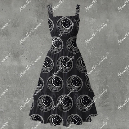 Moon Over My Hemmy Ruffle Hem Dress - Gothic Celestial Playful White