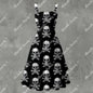 Skull Ritual Black- Ruffle Hem Dress White