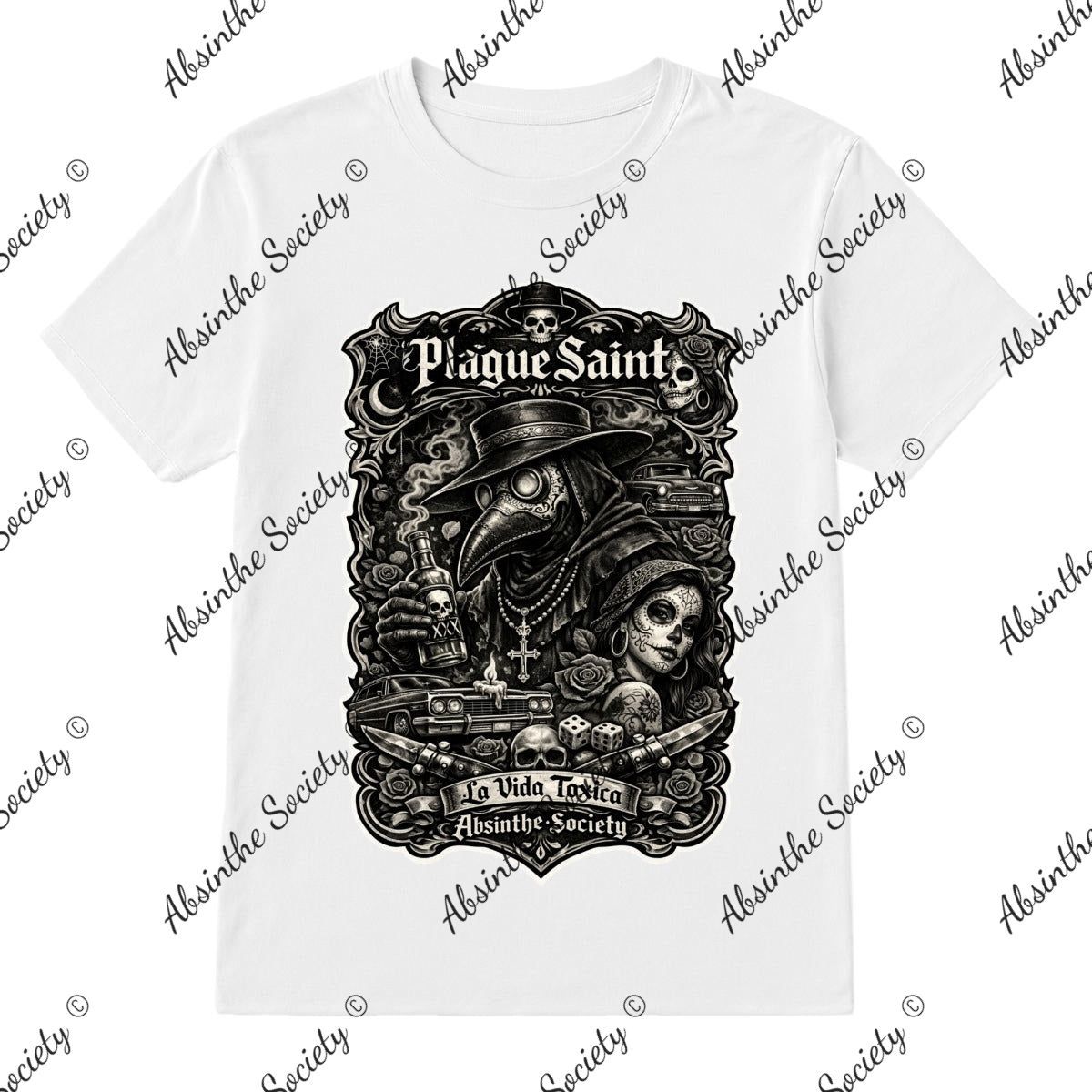 La Vida Toxica - Plague Saint Pareja- Grayscale T-Shirt Printed in USA