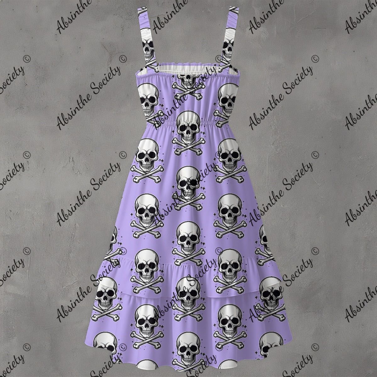 Skull Ritual Lavender - Ruffle Hem Dress