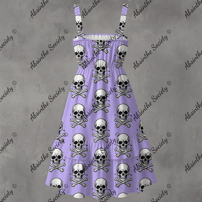 Skull Ritual Lavender - Ruffle Hem Dress