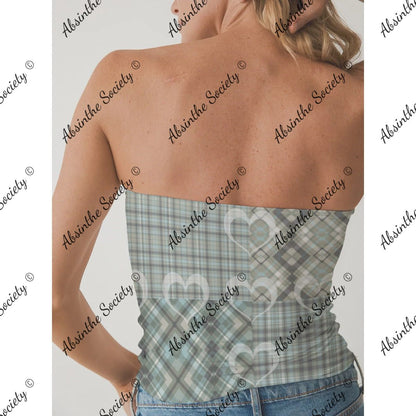 La Obra | All-Over Print Double-Layer Strapless Top | Dark Chicana Wearable Art