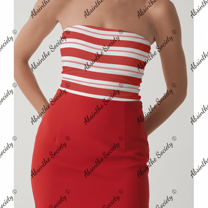 Red Stripe | Double-Layer Strapless Top | Dark Chicana Streetwear