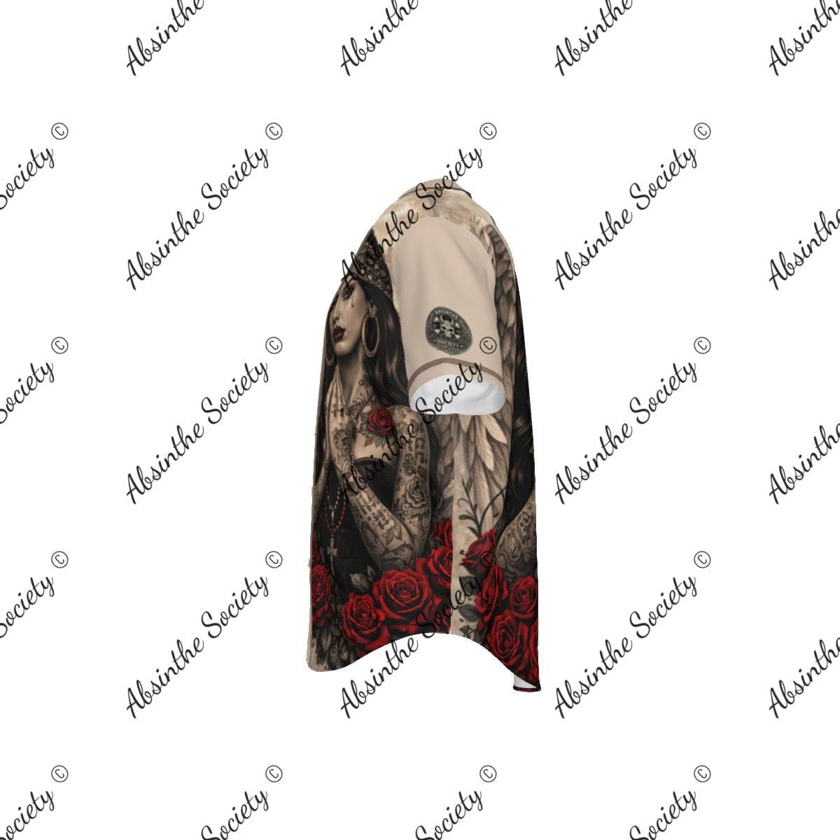 La Jugadora | All-Over Print Pinstripe Baseball Jersey | Dark Chicana Gothic Streetwear
