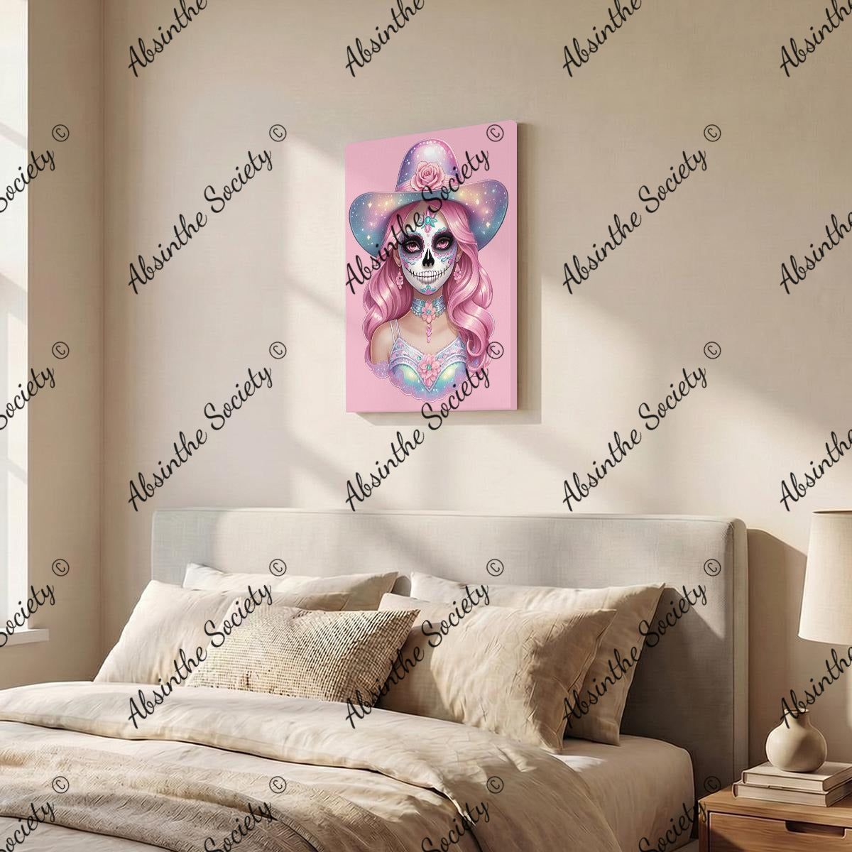 Pastel Catrina | Framed Canvas Wall Art | Dark Chicana Gothic Home Décor