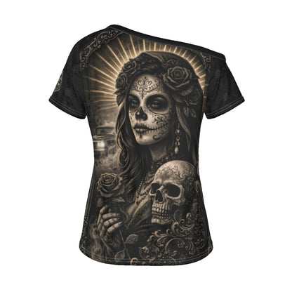 La Piel | Off-Shoulder Tee | Dark Chicana Gothic Streetwear