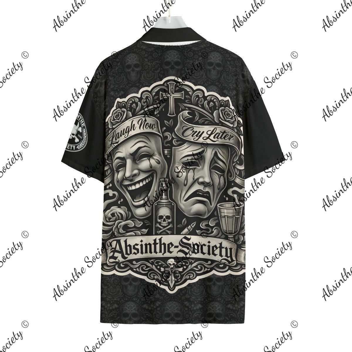 Laugh Now Cry Later Shirt With Pocket Rayon - Absinthe Society Gothic