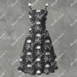 Skull Ritual Gray - Ruffle Hem Dress White